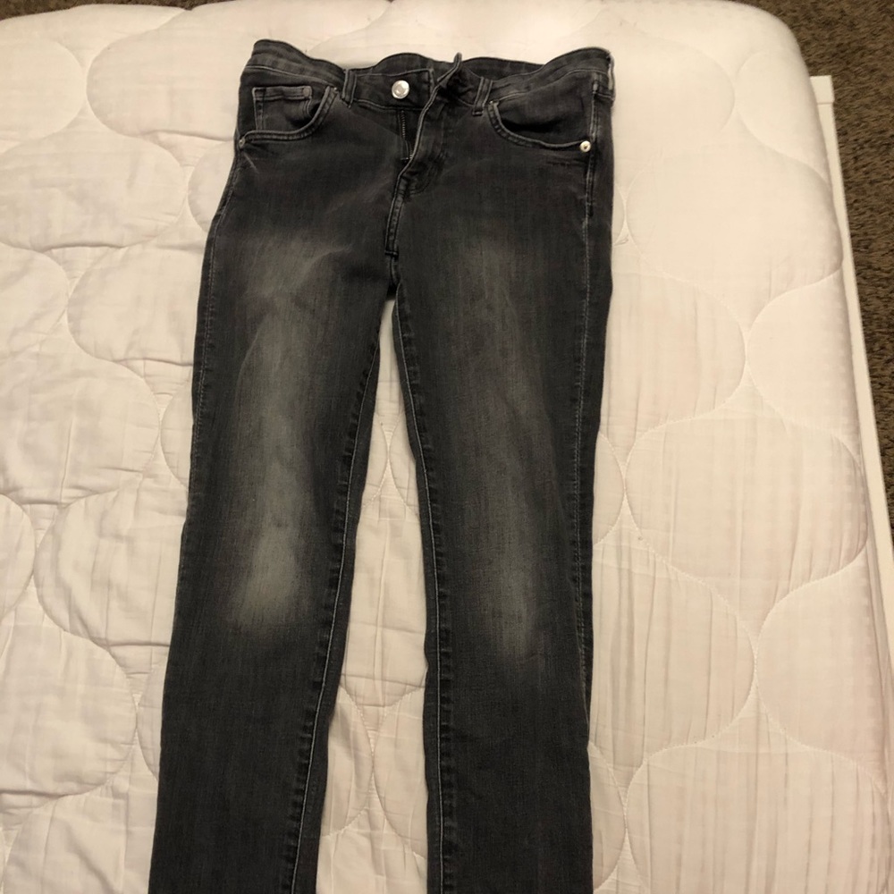 Gray low rise skinny jeans